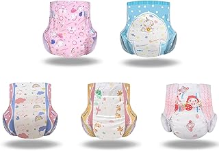 Adult Diapers with Tabs High Absorbency Print Diaper for Women and Men Large Pack of 10, 5 Patterns