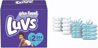 Luvs Pro Level Leak Protection Diapers Size 2 (2 X 264 Count) & Pampers Complete Clean Scented Baby Diaper Wipes, 8X Pop-Top Packs and 8 Refill Packs for Dispenser Tub, 1152 Total Wipes
