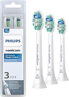 C2 Plaque Control - Genuine Replacement Electric Toothbrush Heads, White, 3 Pack, HX9023/65