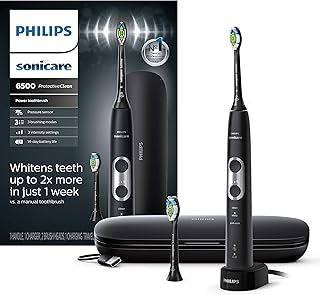 ProtectiveClean 6500 Rechargeable Electric Toothbrush, with Pressure Sensor, 3 Cleaning Modes, SmarTimer and QuadPacer, 14-Day Battery Life, Charging Travel Case, Black, HX6462/08
