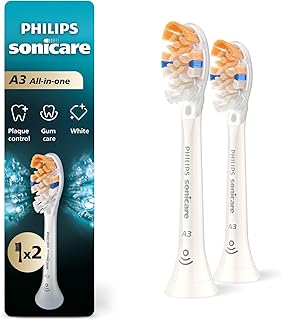A3 All-in-One - Genuine Replacement Electric Toothbrush Heads, White, 2 Pack, HX9092/77