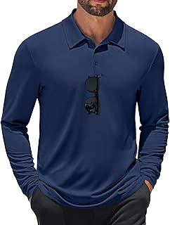 Men's Long Sleeve Polo Shirts Quick Dry Moisture Wicking Lightweight Golf Shirts Casual Collared Shirt
