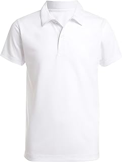 Boys' School Uniform Sensory-Friendly Short Sleeve Polo Shirt, Button Closure, Moisture Wicking Performance Material