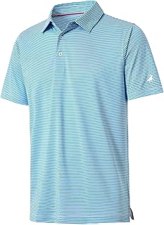 Sponsored Ad - Mens Golf Shirt Moisture Wicking Dry Fit Performance Sport Short Sleeve Striped Golf Polo Shirts for Men