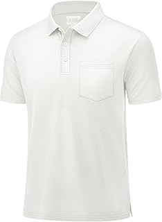 Mens Polo Shirts Short Sleeve Cotton Pique Golf Shirts with Pocket Casual Performance Moisture Wicking Polos White XL