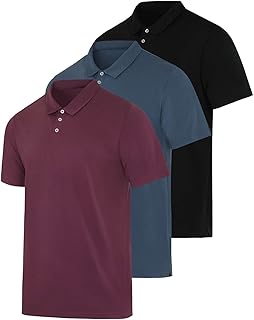 3 Pack: Men's Casual Jersey Cotton Short Sleeve Quick Dry Breathable Polo Shirt - (Available in Big & Tall)