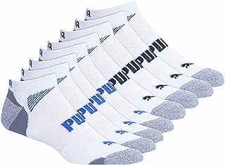 Mens No show Sport Socks, Moisture Control, Arch Support (8 Pair) (Regular Shoe Size: 6-12, White)
