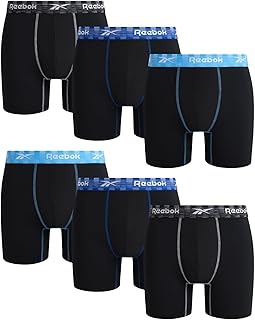 Mens Boxer Briefs - 6 Pack Athletic Boxers with Contour Pouch - Performance Underwear Boxers for Men (Sizes: S-XL)