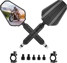 Sponsored Ad - Adventure Motorcycle Mirrors, Adjustable Motorcycle Side Mirrors with 7/8" Handlebar Mount 8mm 10mm Screws Fit for Scooter Moped Dirt Bike Quad