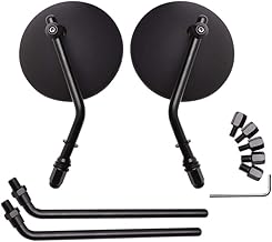 Sponsored Ad - 3.8" Motorcycle Rear View Side Mirror Round 8mm 10mm Universal Compatible with CB350 CB1100 Guide ATV Dirt Bike Cruiser Chopper - Black #1