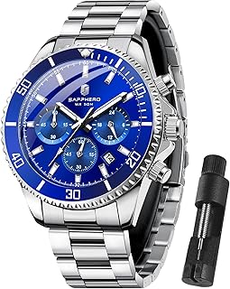 Sponsored Ad - Mens Watches Analog Quartz Chronograph Stainless Steel Watches for Men 50M Waterproof Men's Wrist Watches with Calendar Luxury Business Work Casual Watch Elegant Gifts for Men