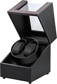 Mcbazel Watch Winder for Automatic Watches, Double Automatic Watch Winder Box with Quiet Japan-made Motor, 2 Slots Watch Display Storage Rotation Wrist watch Box (Black Carbon Fiber Leather)