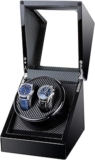 Watch Winder for Rolex, Automatic Watch Winder Box, Double Watch Winder with Japanese Quiet Motor Battery Powered or AC Adapter Black