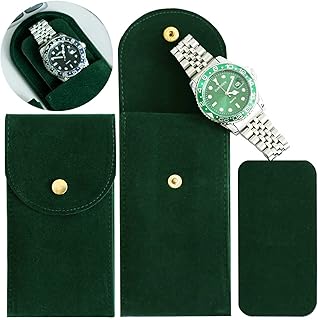 Besforu 4PCS Watch Travel Case for Men and Women Portable Velvet Watch Pouch Watch Storage Bag and Organizer (4-GREEN)