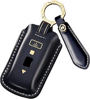 ontto Premium Leather Key Fob Case with Keychan Fit for Rolls-Royce Ghost RR4 Wrath RR5 Dawn RR6 Phantom Car Accessories Full Protection Blue