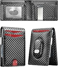 Mens Wallet for Samsung Galaxy SmartTag2: Slim Minimalist Wallet Compatible with Samsung Tracker Tag - RFID Blocking Bifold Leather Wallet with Money Clip