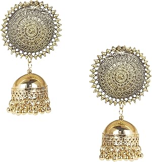 Sponsored Ad - Bodha Traditional Indian Oxidised Gold Jhumka Earring forand Women (SJ_1821)
