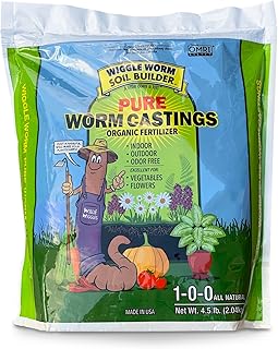 100% Pure Organic Worm Castings - Organic Fertilizer for Houseplants, Vegetables, and More, 4.5-Pounds
