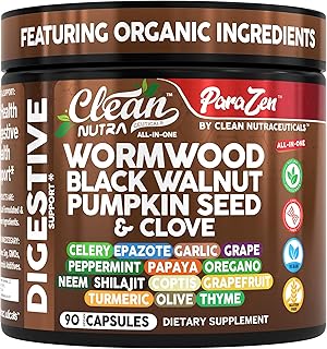 Sponsored Ad - Clean Nutra Wormwood Black Walnut Pumpkin Seed Clove Oil Celery Garlic Grape Papaya Neem Diatomaceous Earth Womens Probiotic Gut Health Cleanse Detox Oregano Olive Turmeric Supplement V