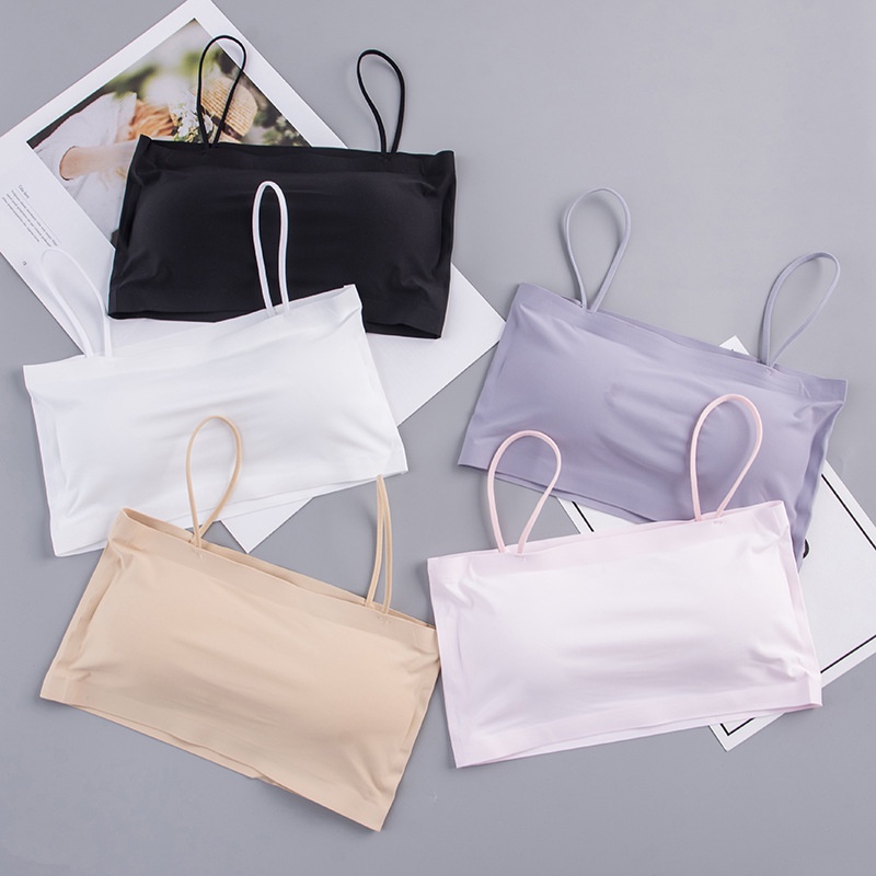 Ice Silk Wrapped Chest Underwear Female Student Sports Sling Tube Top Thin Section Detachable Chest Pad
