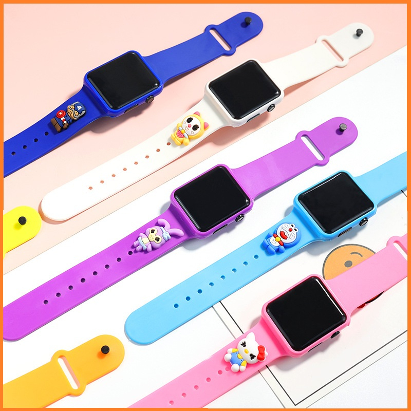 New Style Children&#039;s Square Doll LED Electronic Watch Sports Button Cartoon Bracelet Wholesale